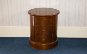 Modern Drum Form Chest Of Drawers By Willis And Gambier Mahogany cylindrical form unit with three