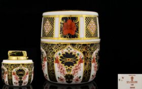 Royal Crown Derby Old Imari Pattern Table Single Gold Band 22ct Cigarette Lighter with Cover, Barrel