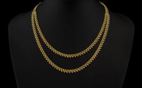 Antique Period Attractive And Pleasing Well Made 9ct Gold Double Link And Bauble Drop Two Strand