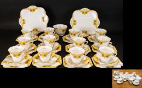 Early 20th Century Grafton China Part Tea Service Of art deco form comprising twelve trio's,