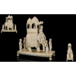 Finely Carved 19th Century Indian Ivory Figure In The Form Of An Elephant With Hathi Howdah And