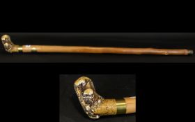 20th Century Walking Cane Comprising screw-off handle,