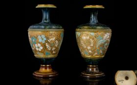 Royal Doulton Pair of Fine Faience Vases Decorated In The Chine Technique,