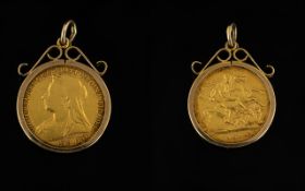 1894 Half Sovereign In Mount, Weight 5.