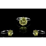 Lemon Quartz Solitaire Ring, a round cut lemon quartz, 11mm in diameter and of 4cts,