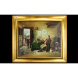 Untitled Oil On Canvas Housed in yellow gilt contemporary frame,