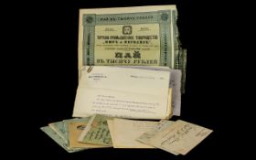 Russian Banking Interest A Collection Of Ephemera Relating To Bonds/ Deposits To include written