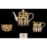 Royal Crown Derby Nice Quality Trio of Coffee Pot / Milk Jug / Sugar Bowl In The Old Imari Pattern