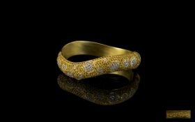 Contemporary Designed 18ct Golf Snake Style Coiled Hinged Bangle set with diamonds and yellow