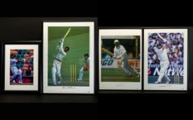 Cricket Interest A Collection Of Four Framed And Signed Colour Photographs All in good condition