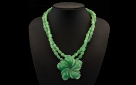 Lola Rose Jadeite Beaded Collar Necklace Comprising two stand of pebbled beads, the centre set