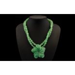 Lola Rose Jadeite Beaded Collar Necklace Comprising two stand of pebbled beads, the centre set