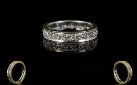 9ct Gold Diamond Full Eternity Ring Pave Set round brilliant cut diamonds, fully hallmarked,