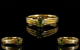 Antique Period 18ct Gold And Peridot Set Dress Ring Fully hallmarked London 1912, ring size P,