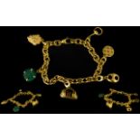 Gucci 18ct Yellow Gold Charm Bracelet Comprising six charms to include horsebit, enamel bag,