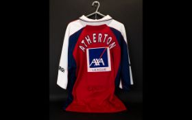 Cricket Interest Mike Atherton Signed Lancashire Cricket Shirt Signed in black marker to centre
