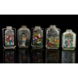 A Collection Of Antique Oriental Scent Bottles. Depicting Typical Scenes. Five In Total.