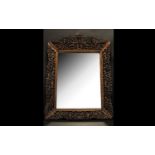 Antique Chinese Carved Hardwood Cantonese Mirror Frame Finely detailed carving depicting phoenix