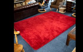 Large Twist Pile Rug - made in Belgium, brick red colourway, approx 10 x 5ft.