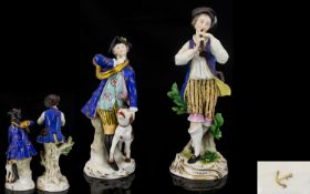 Samson French Derby Style Handpainted Porcelain Figure circa 1870. Huntsman with Flugel Horn and