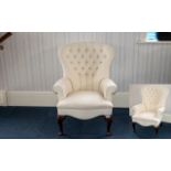 Upholstered Arm Chair Button back finish with cabriole legs,