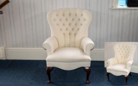 Upholstered Arm Chair Button back finish with cabriole legs,