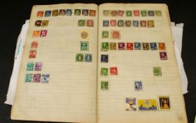 Large Green Exercise Book Full Of Stamps Found In An Older Gentleman's Attic. Unused And