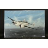 Terry Farrimond 20thC An RAF Lockheed Mark II 1943 reconnaissance over coastal waters,. Oil on