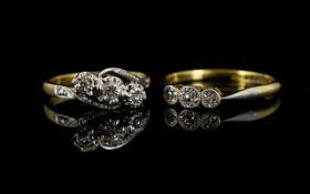 Two 18ct Gold And Diamond Set Dress Rings Each illusion set,