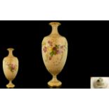 Royal Worcester Handpainted Blush Ivory Vase - hand painted and of pleasing form / shape.