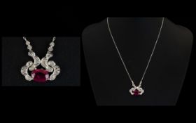 18ct White Gold Ruby And Diamond Pendant