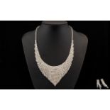 White Crystal Waterfall Necklace and Ear