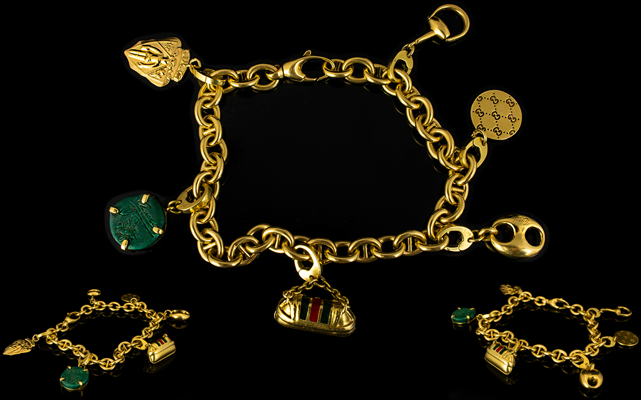 Gucci 18ct Yellow Gold Charm Bracelet Co