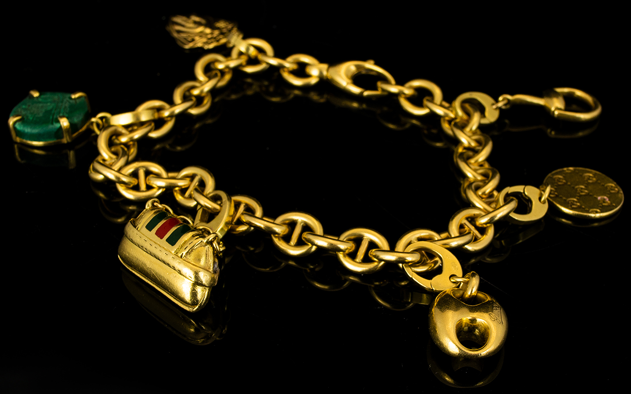 Gucci 18ct Yellow Gold Charm Bracelet Co - Image 4 of 4