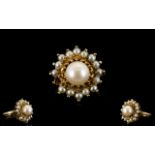Ladies 9ct Gold Pearl Set Cluster Ring I