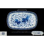 Chinese Antique Footed Blue And White De