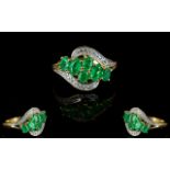 Colombian Emerald Cluster Ring, six oval