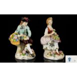 Sitzendorf Small Ceramic Pair of Handpai