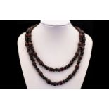 Antique Long Amber Coloured Beaded Neckl