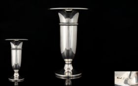 Solid Silver Trumpet Shaped Vase of Nice