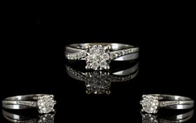 9ct Gold Diamond Cluster Ring Set with round brilliant cut diamonds, fully hallmarked, ring size N