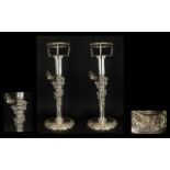 Chromed Metal Chinese Style Floor Standing Ice Bucket Stand Two in total, each raised on circular,