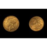 Queen Victoria 22ct Gold Young Head Full Sovereign - Date 1876.