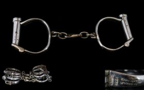 British Made Hiatt 1970's Handcuffs With Key. Please See Accompanying Image.