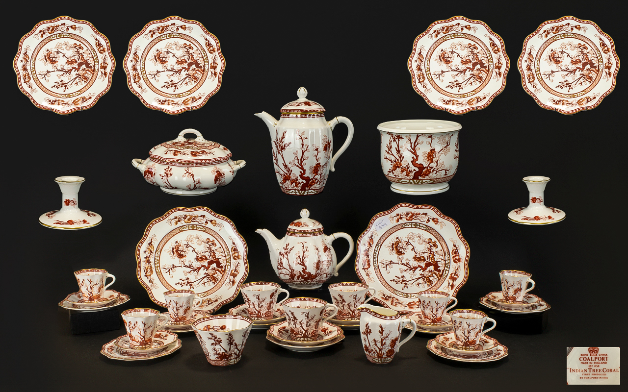 Coalport Indian Tree Coral Pattern Part Coffee And Dinner Service Each piece stamped to base,
