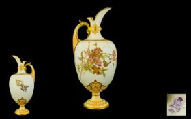 Royal Worcester Superb Hand Painted Persian Style Ivory Ground Urn Shaped Pitcher / Jug.