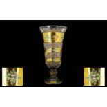 A Very Large And Impressive Bohemian Cut Glass And Gilt Vase The whole of fluted form,