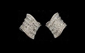 Diamond Lozenge Shape Large Stud Earrings, 1ct,