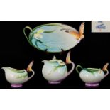 Franz Fine Porcelain Handpainted 4-Piece Papillon Butterfly Tea Service.