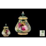 Royal Worcester Hand Painted Pot - Pouri Lidded Vase.